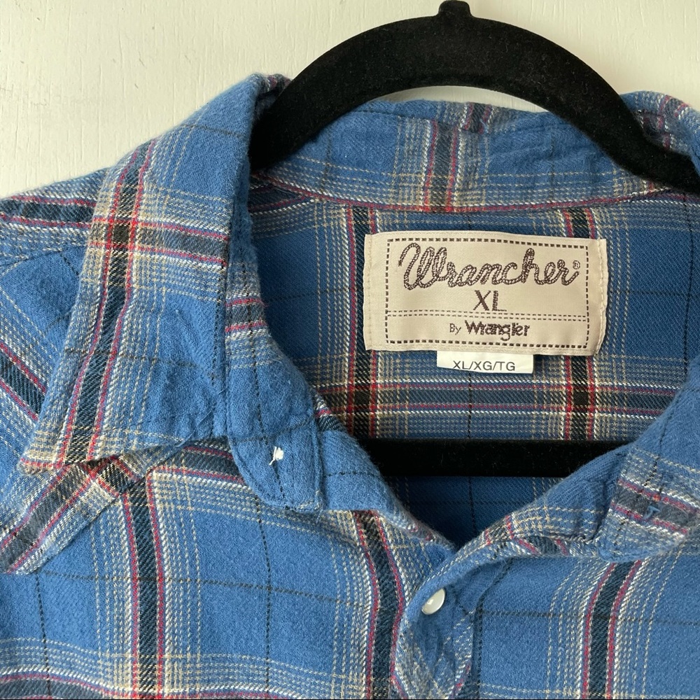Wrancher By Wrangler Sz Xl Mens Blue Flannel Jack… - image 5